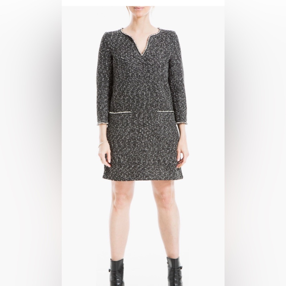 Chic Black and White Tweed Dress
